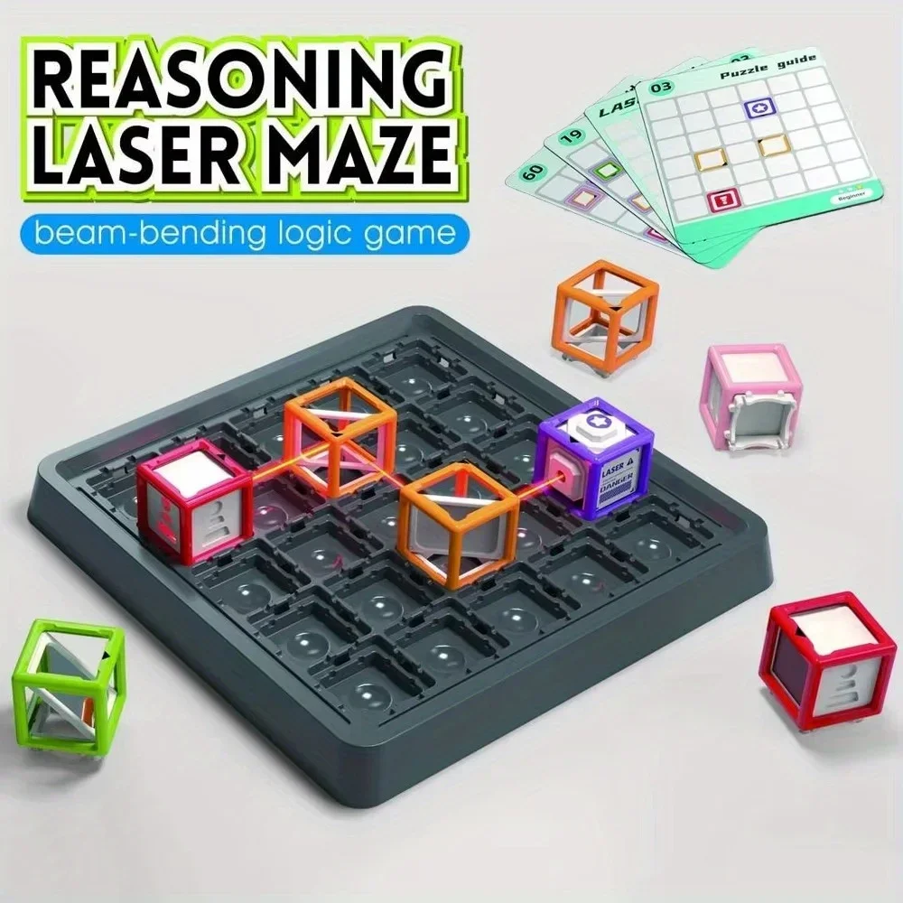 Board Game Qwirkle - เลเซอร์เขาวงกตซ้อนของเล่นเพื่อการศึกษาสําหรับเด็ก,60 ระดับความท้าทายเลเซอร์เขาวงกตSTEMเกมของเล่น,Logic Thinkingการฝึกอบรมเกมกระดาน