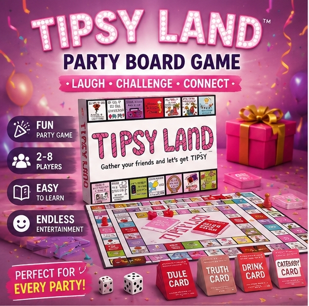 Board Game Land - ของขวัญปาร์ตี้จากทิปซี่แลนด์ เกมกระดานปาร์ตี้ เกมดื่มสังสรรค์แสนสนุกสำหรับเพื่อนๆ