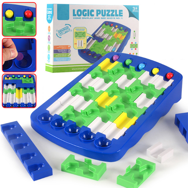 Board Game Race Track - IQ ปริศนาเส้นทางตรรกะลูกปัดการฝึกอบรมทางด้านจิตใจวิ่งติดตามการแข่งขัน60ความท้าทายของเล่นทางปัญญาสมองสำหรับเด็กเกมกระดานลูกเขาวงกต