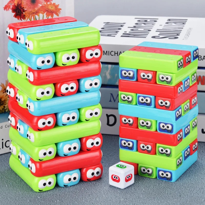 Board Game Jenga - หอคอยซ้อนที่น่าสนใจของเล่นสำหรับเด็กพ่อแม่-เด็กของเล่นบล็อกตัวต่อสีสันสดใสอุปกรณ์ประกอบฉากเกมสำหรับงานเลี้ยงครอบครัวของขวัญสำหรับเด็ก