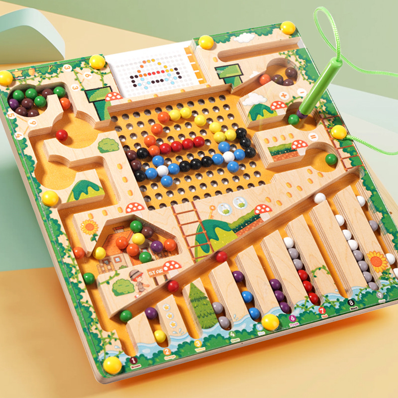 Board Game Qwirkle - เกมเรียงลําดับแม่เหล็ก Montessori ปริศนาของเล่นกระดานเขาวงกตการเรียนรู้นับสีการจําแนกจํานวนของเล่นเพื่อการศึกษาไม้