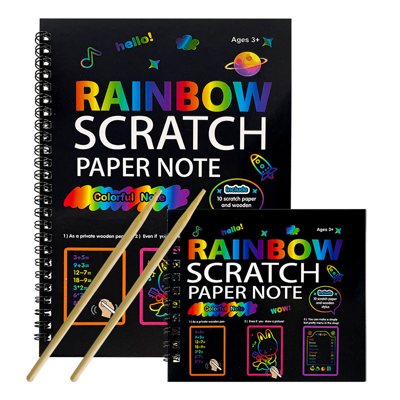 Board Game Book - Rainbow Scratch กระดาษหมายเหตุหนังสือศิลปะเด็กสีดํา DIY Rainbow Art