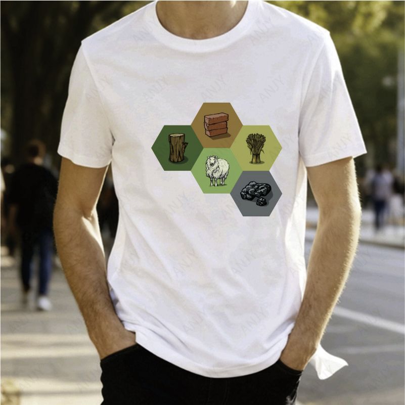 Board Game Catan - เสื้อยืดธีมไม้/อิฐ/แร่จากเกาะคาทานสำหรับผู้เล่นเกมกระดาน เสื้อคอกลมลำลอง