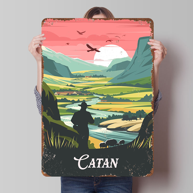 Board Game Catan - โปสเตอร์โลหะลายเกม Catan งานศิลปะตกแต่งผนังแบบกำหนดเอง สไตล์เรโทร วินเทจ สำหรับแฟนๆ