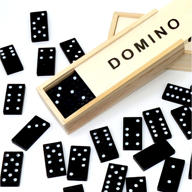 28 ชิ้นสีดําโดมิโนไม้เกมกระดาน - Board Game Monopoli บทวิจารณ์และราคา